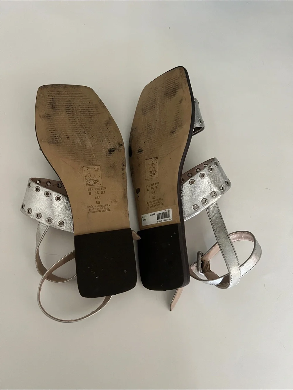 Metallic Silver Eyelet Strap Sandals for Women_2